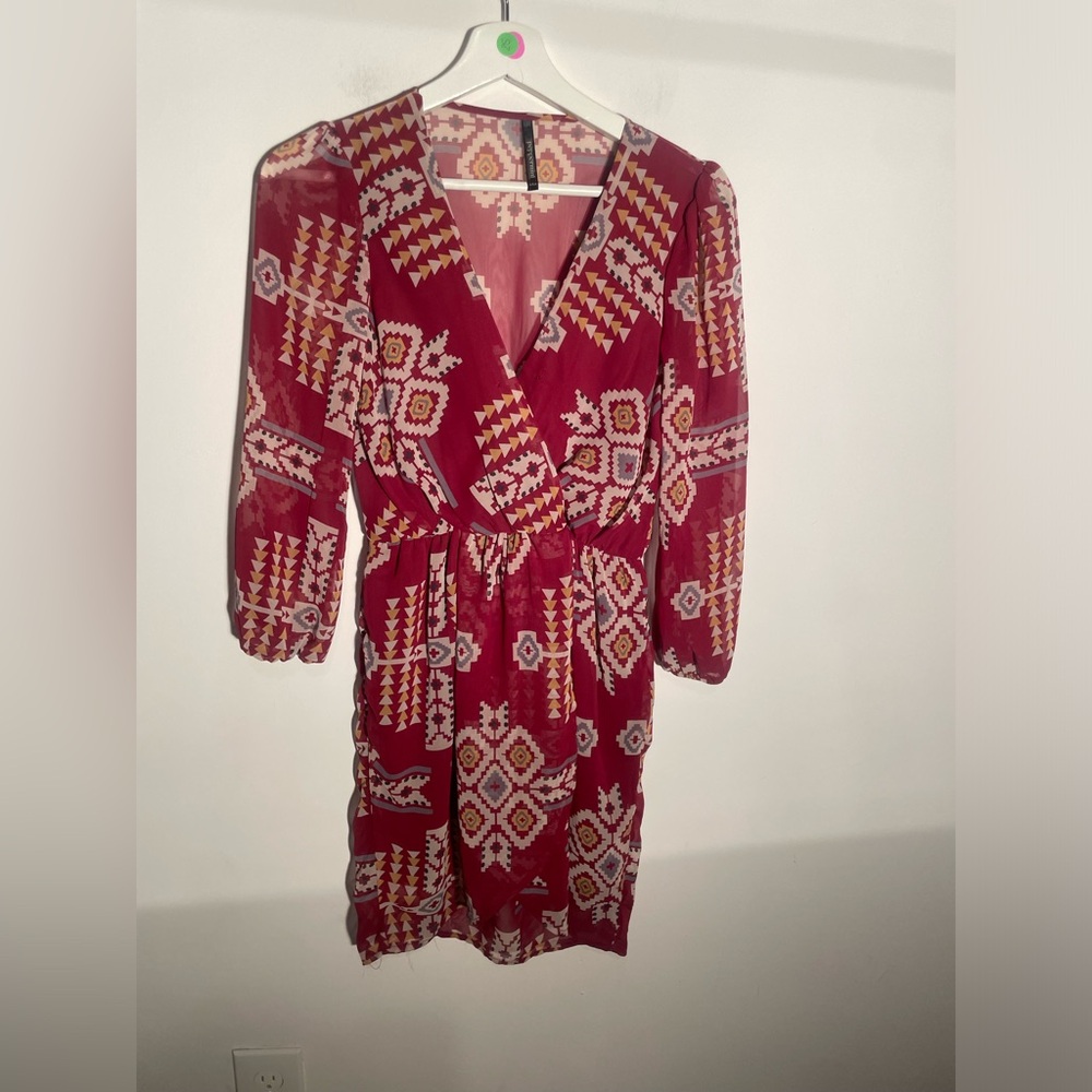 Maroon Aztec‎ print Women’s Dress
